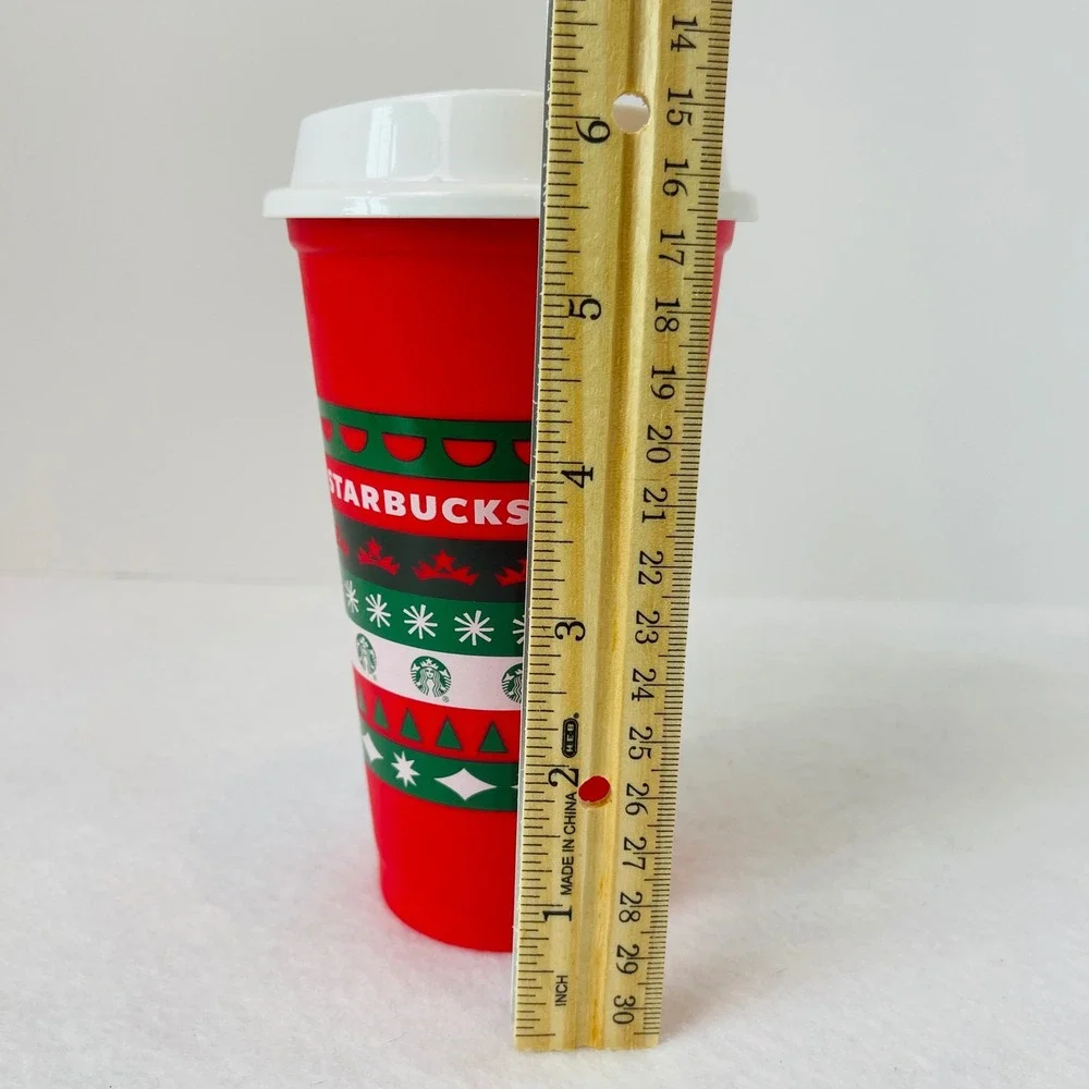 Starbucks Reusable Holiday Red Cup Fair Isle Christmas Travel Tumbler‎ 16oz Hot